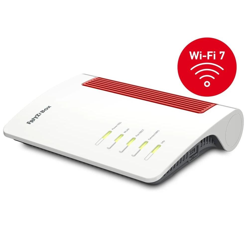 Fritz - Rúter FRITZ!Box 7690 Wi-Fi 7 doble banda (2,4 GHz / 5 GHz) con cobertura Mesh, 2,5 Gbit Ethernet y soporte Zigbee para hogar inteligente blanco