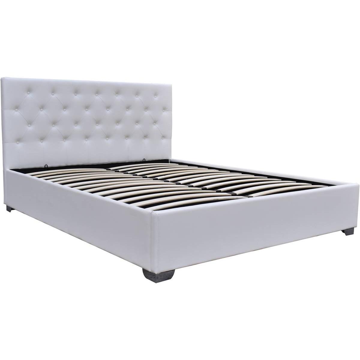 Habitat y Jardin - Cama doble con cofre "Tino" 140 × 190 cm - Blanco