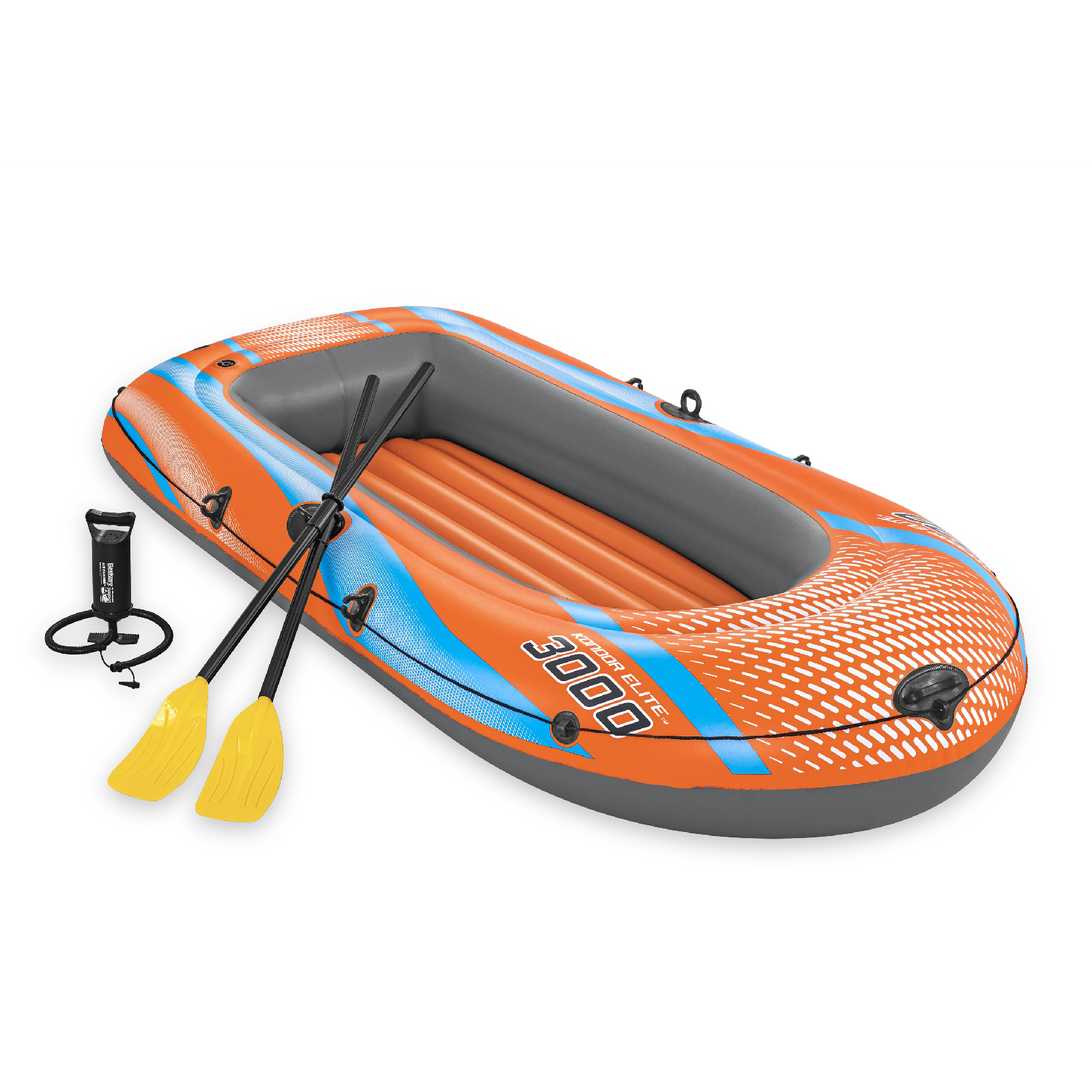 Bestway Barca Hinchable para 2 Adultos y 1 Niño Bestway Kondor Elite Raft 3000 246x122x45 cm con 2 Remos y Bomba Manual Incluida