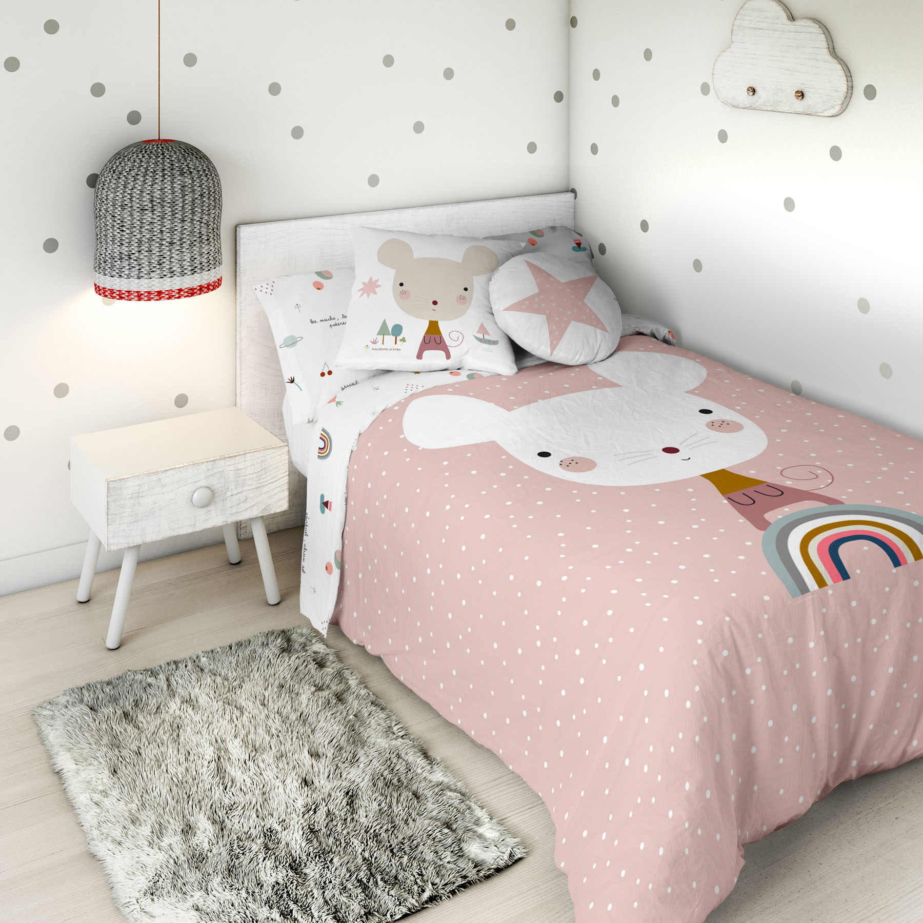 HACIENDO EL INDIO - Funda Nórdica Infantil Estampada 100% Algodón Extrasuave - Juego de 2 Piezas Funda de Edredón y 1 Funda de Almohada - Cama 90/105 cm - Sin Relleno - Fabricada en España