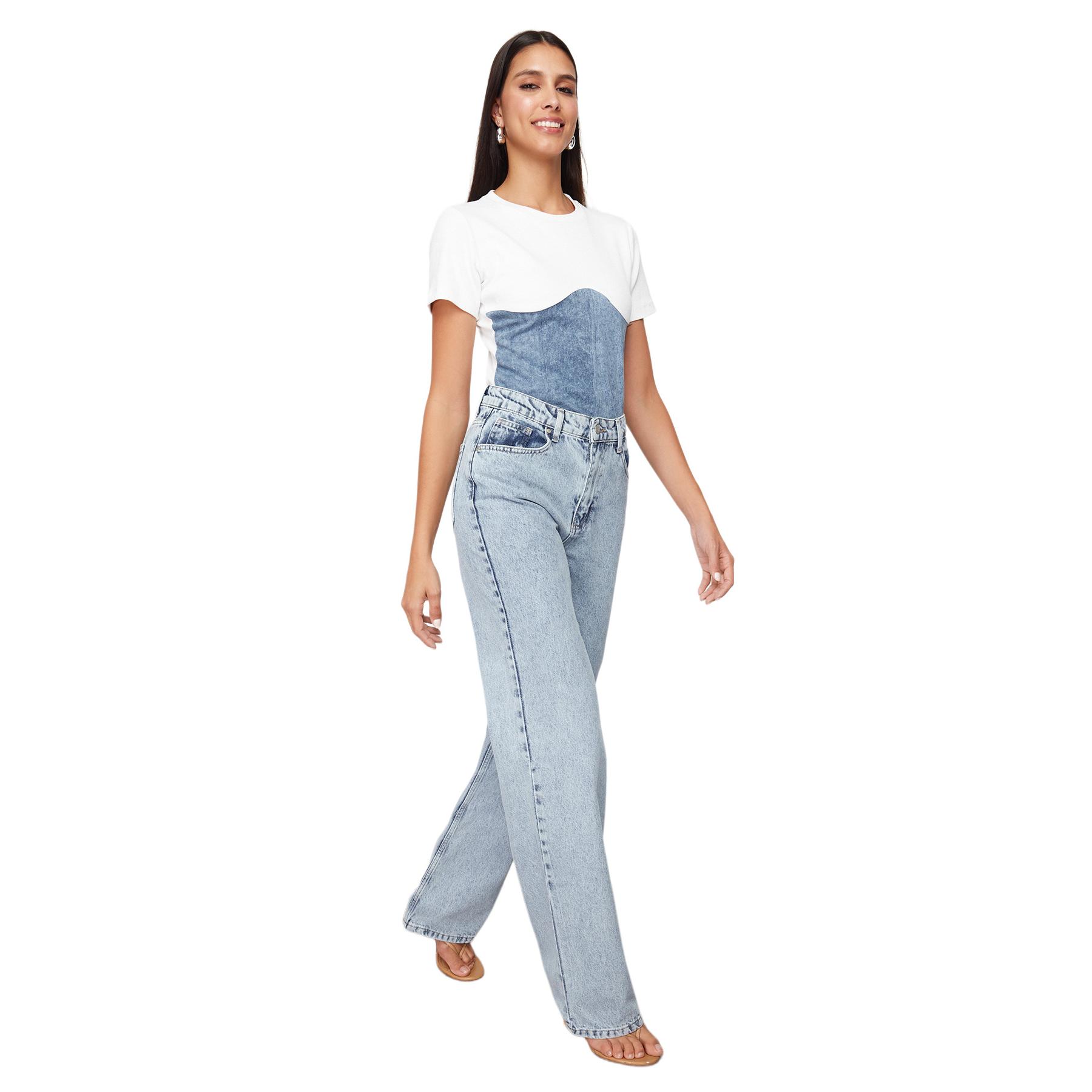 Trendyol Vaqueros De Mezclilla - Ajuste Perfecto Azul Claro Mujer Talla 38