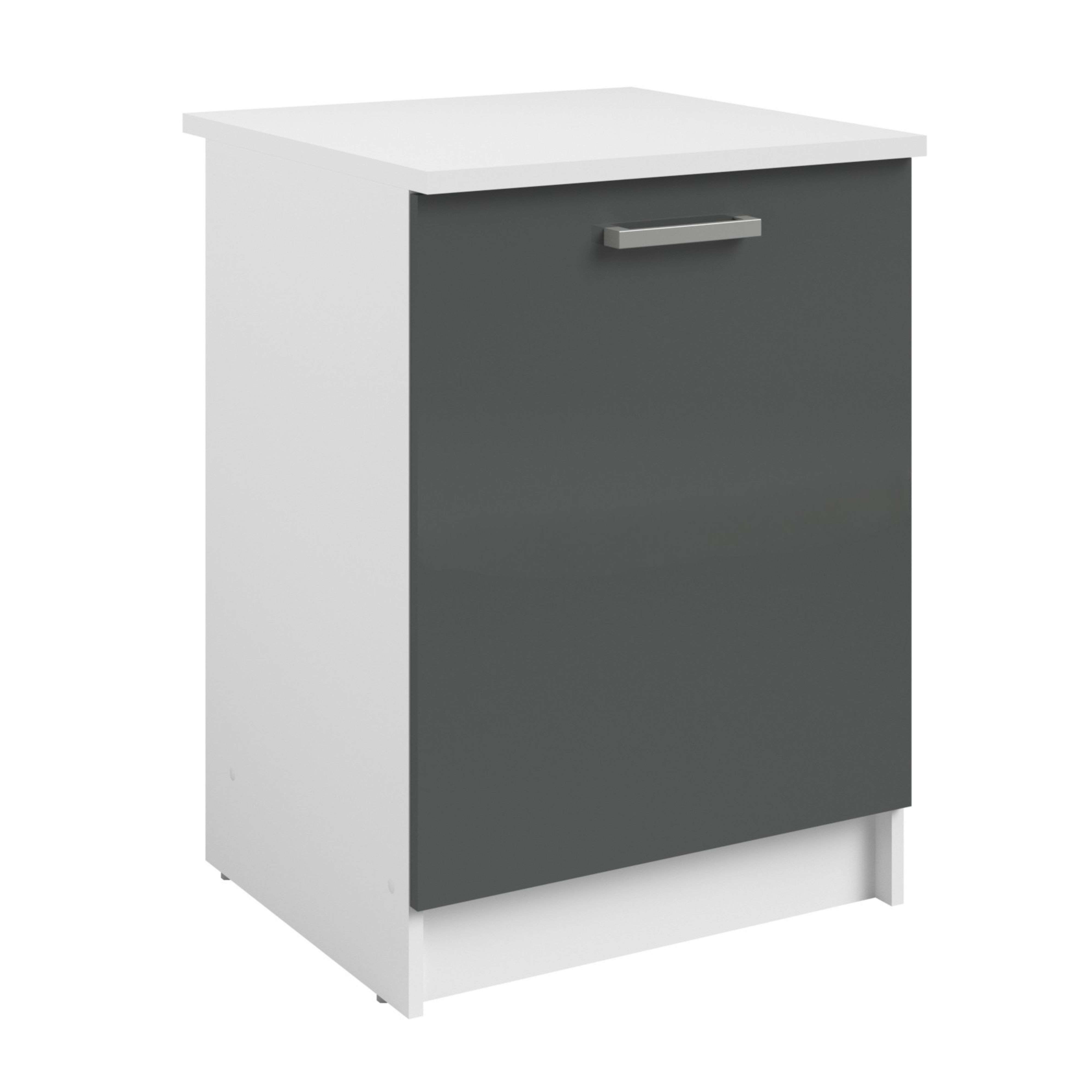 Miroytengo Armario Bajo Cocina, Módulo Inferior Vetro 1 Puerta Gris brillante y Blanco 60x84x60 cm