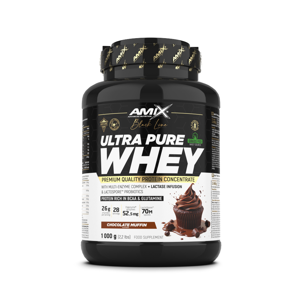 Amix Nutrition  Black Line Ultra Pure Whey 1 kg – Proteína Aislada CFM® Alta Pureza, Rápida Absorción y Digestión - Amix