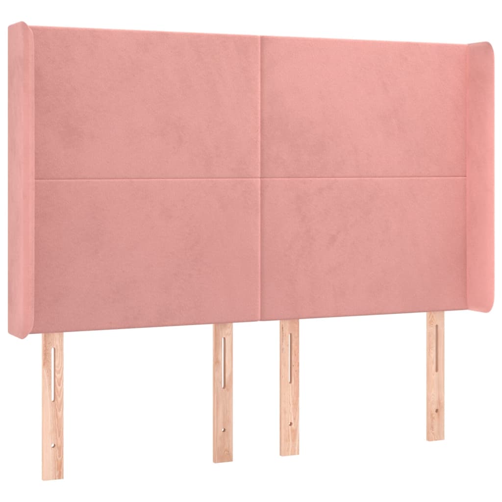 vidaXL Cabecero con LED de terciopelo rosa 147x16x118/128 cm