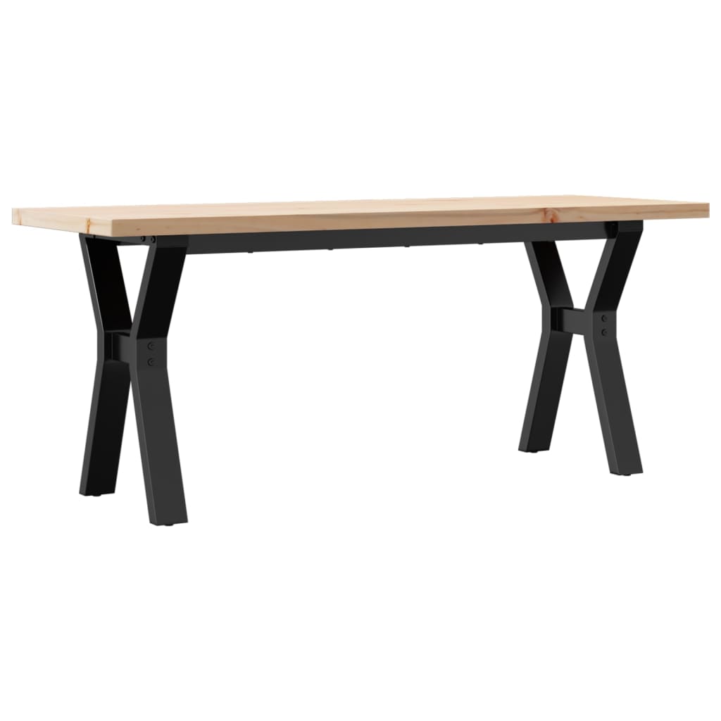 Vidaxl Mesa Centro Marco y Madera Maciza Pino y Hierro 110x40x45,5 Cm Mesita de Salón o Comedor o Auxiliar Mesa de Café Meuble Salón