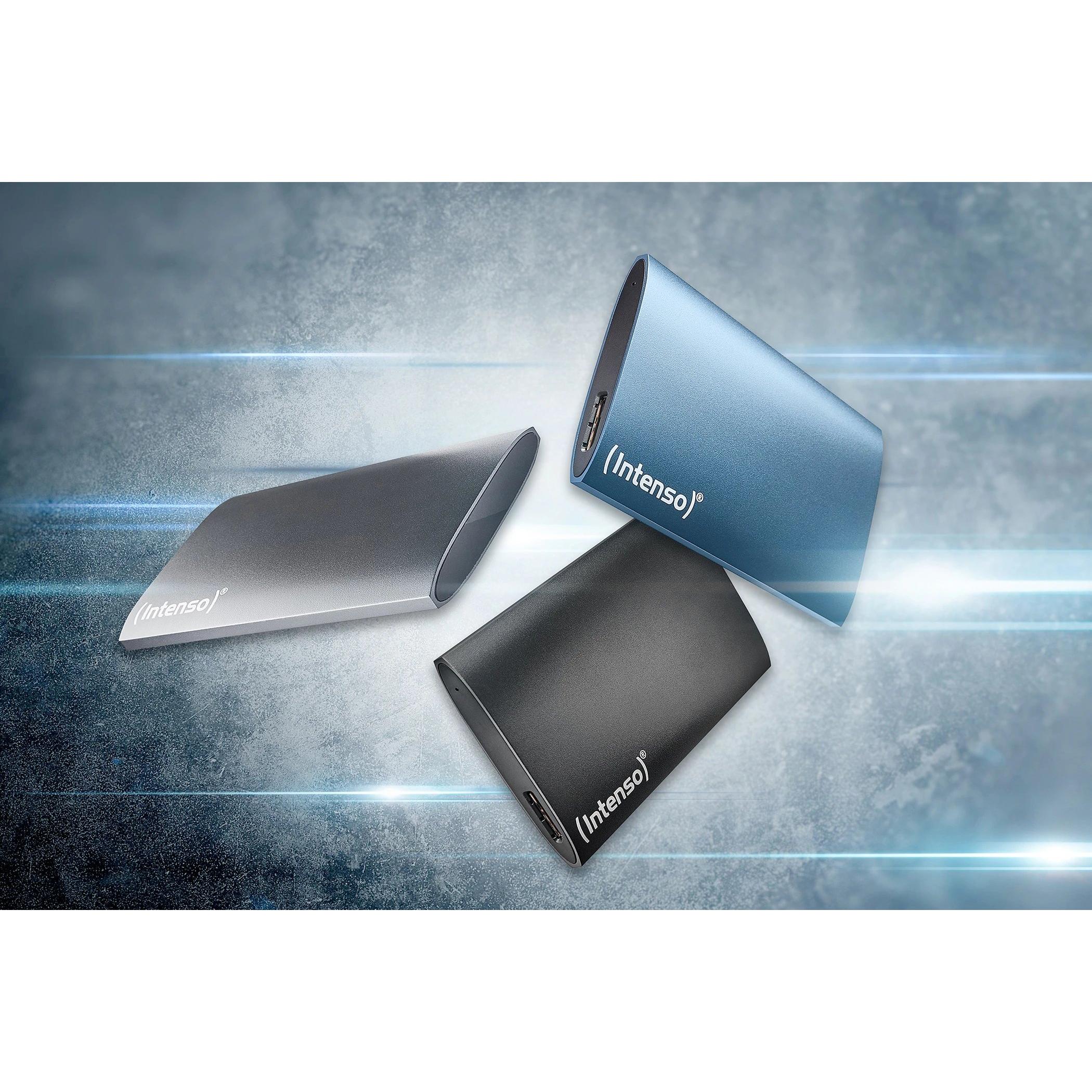 Intenso - Disco duro externo SSD 1 TB 3823460 con USB 3.0, lectura 320 MB/s y escritura 500 MB/s, resistente a golpes 1500G y portátil 89 x 54 x 8 mm
