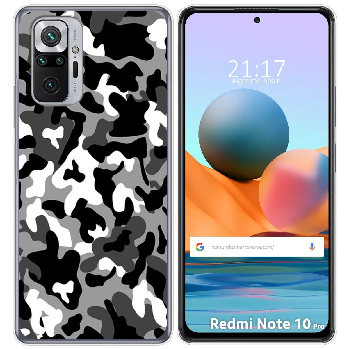 Tumundosmartphone Funda Gel Tpu para Xiaomi Redmi Note 10 Pro diseño Snow Camuflaje Dibujos