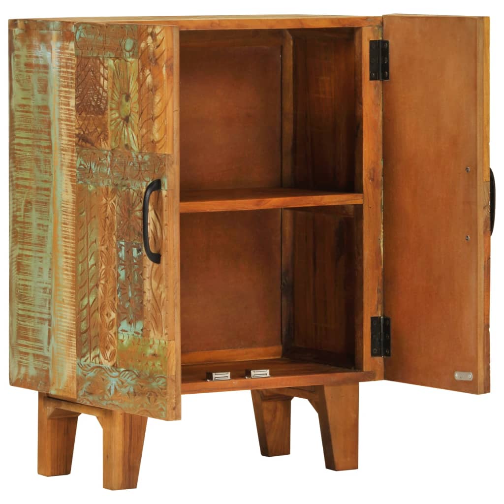 Vidaxl Aparador Tallado a Mano de Madera Maciza Reciclada 55x30x75 Cm