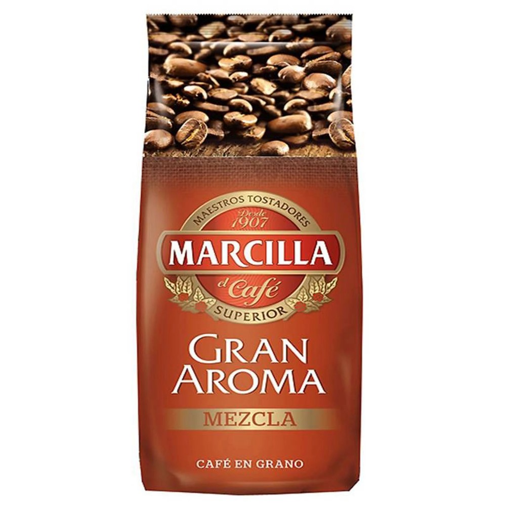 Marcilla - Marcilla Gran Aroma Mezcla, 80% Natural y 20% torrefacto, 1kg de café en grano 8410091105027