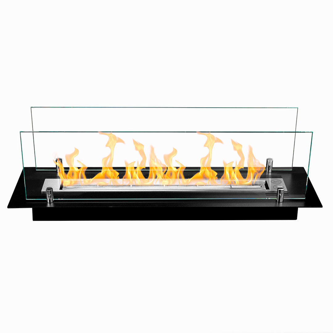 Chimenea de bioetanol con quemador de biochimenea en acero con cristal de 65 cm.