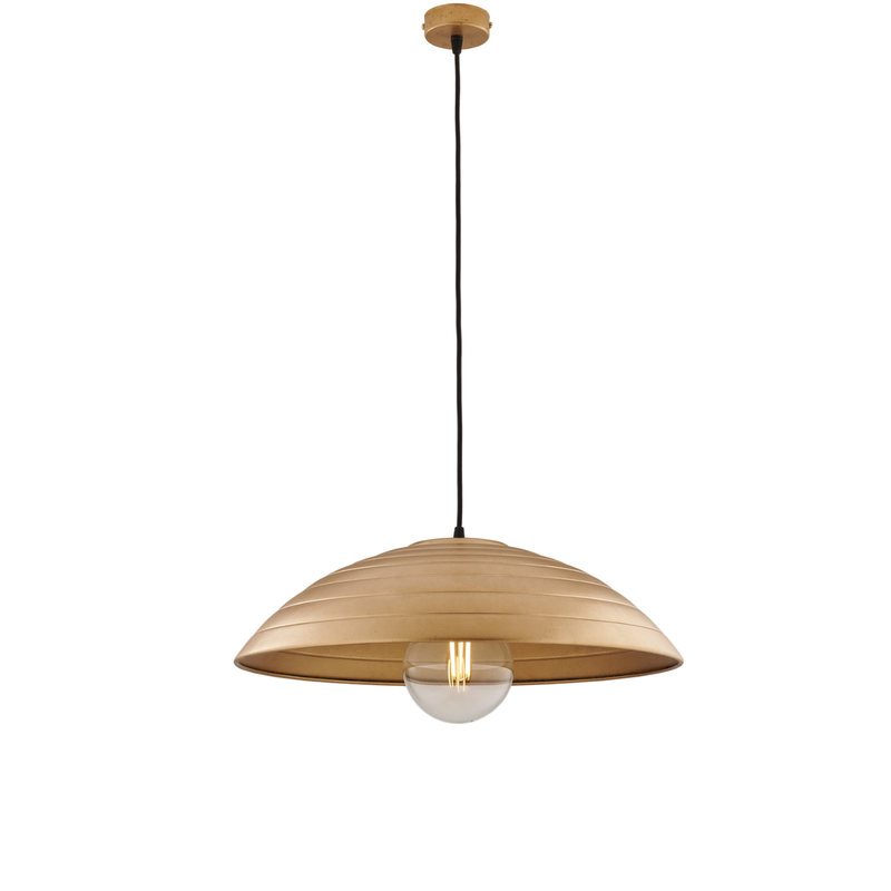 Remitente - Lámpara colgante negra Ø50 con acabado dorado antiguo y cable textil ajustable, 1 luz - Belight