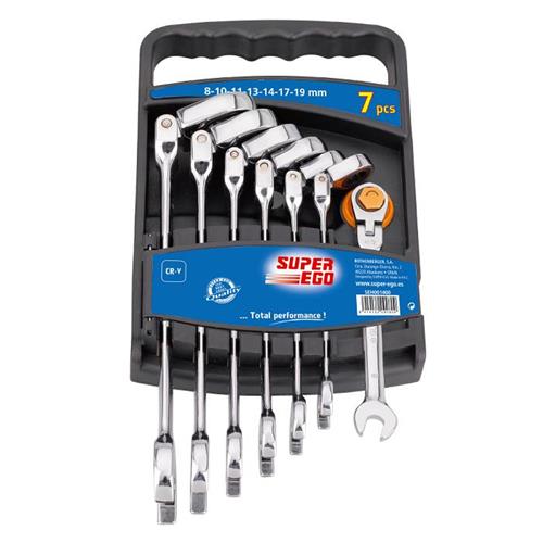 Juego SUPER-EGO 7 llaves mixta carraca SEH0014