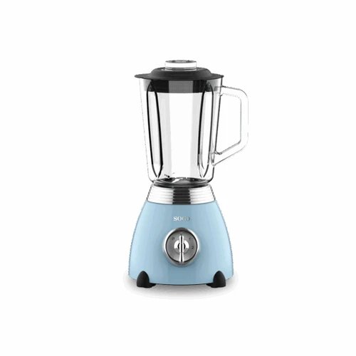 Sogo - Batidora de vaso BAT-SS-5561 con jarra de cristal retro, 500 W y cuchillas de 6 hojas, capacidad 1,5 L, color azul metálico