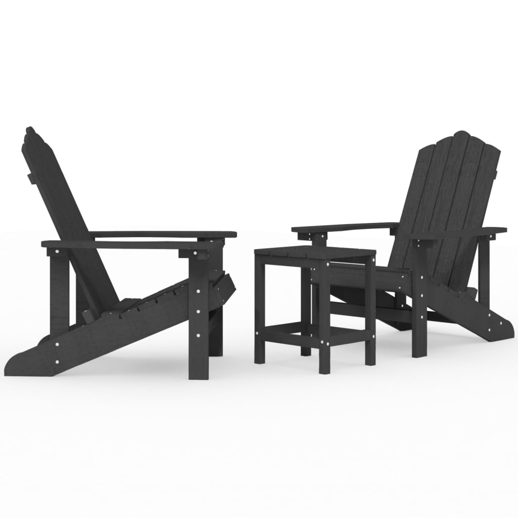 vidaXL Sillas de jardín Adirondack con mesa HDPE 2x sillón + Mesa