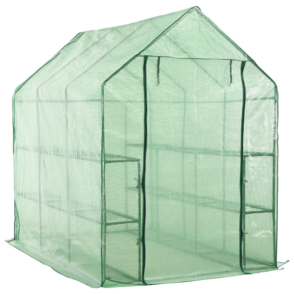 vidaXL Invernadero accesible con 12 estantes acero 143x214x196 cm