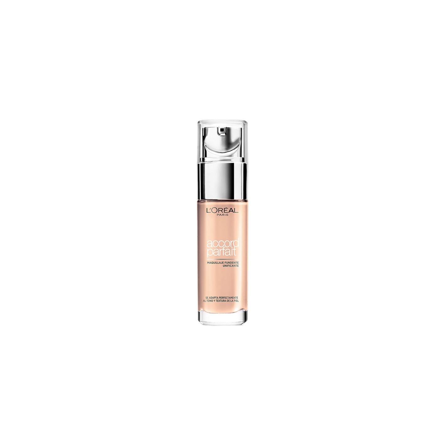 L'Oréal Paris - Maquillaje fluido Accord Perfect para rostro, textura micro-fina fundente con 3 aceites ligeros no grasos, ideal para piel normal y mixta, base maquillaje mujer de cobertura natural y duradera