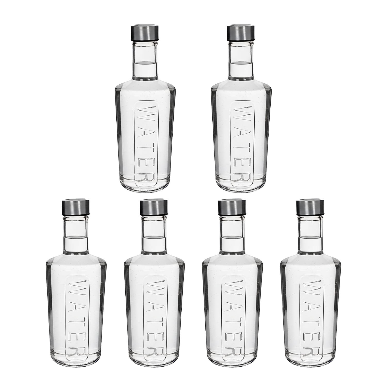 Botella de Cristal para Agua. Pack 6, 12 o 24 Botellas con Tapón de Acero. Botella Reutilizable, Grande, Transparente y Resistente. Apta para Nevera y Lavavajillas