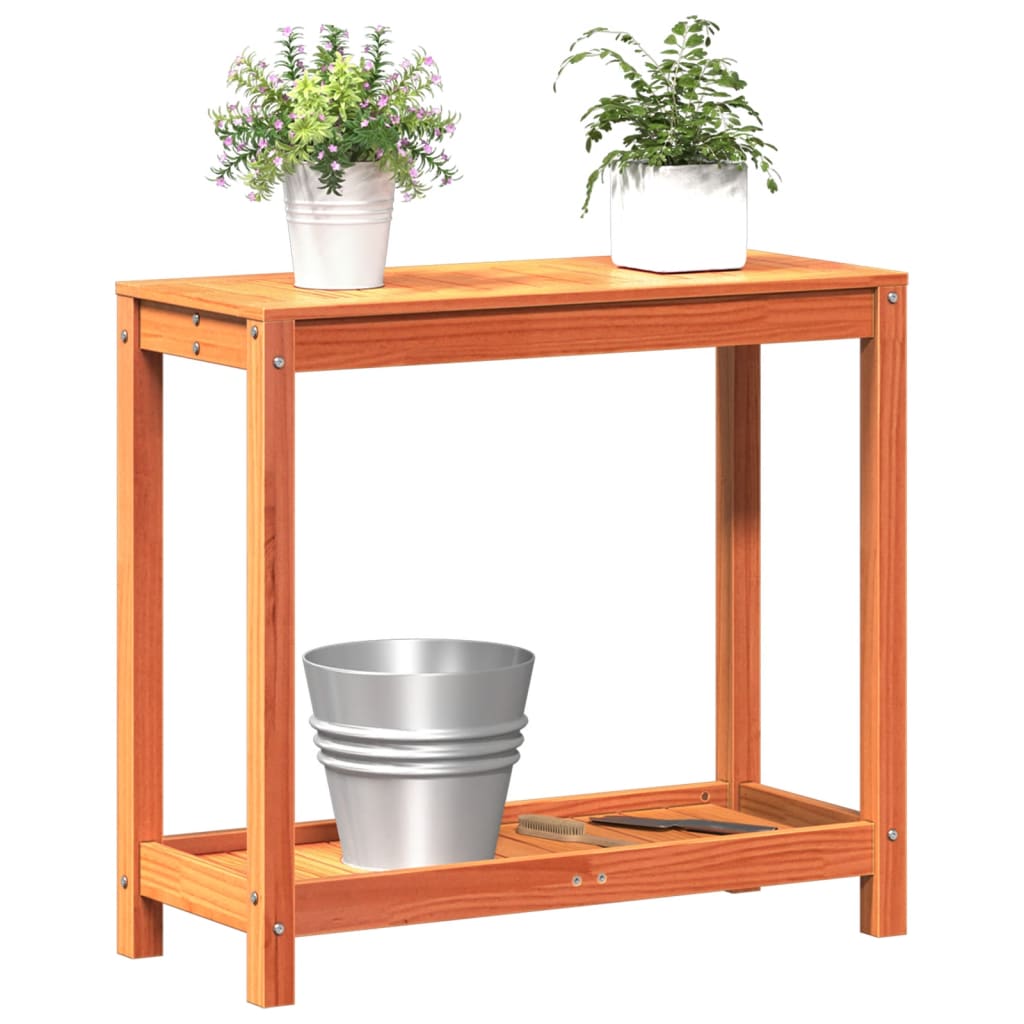 vidaXL Mesa de Plantación con Estante Banco de Trabajo Color Pino natural,  Blanco,  Marrón cera y mas