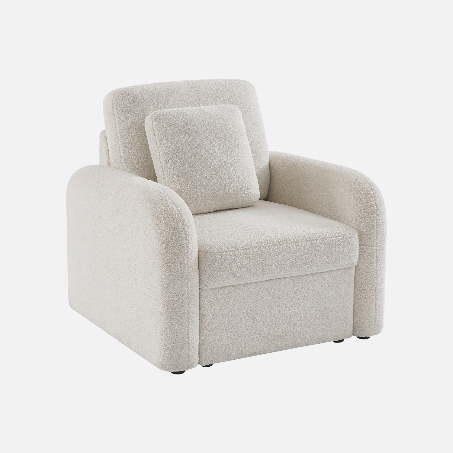 sweeek - Sillón en tejido borreguito blanco, líneas redondeadas , Milano , 90x85x85