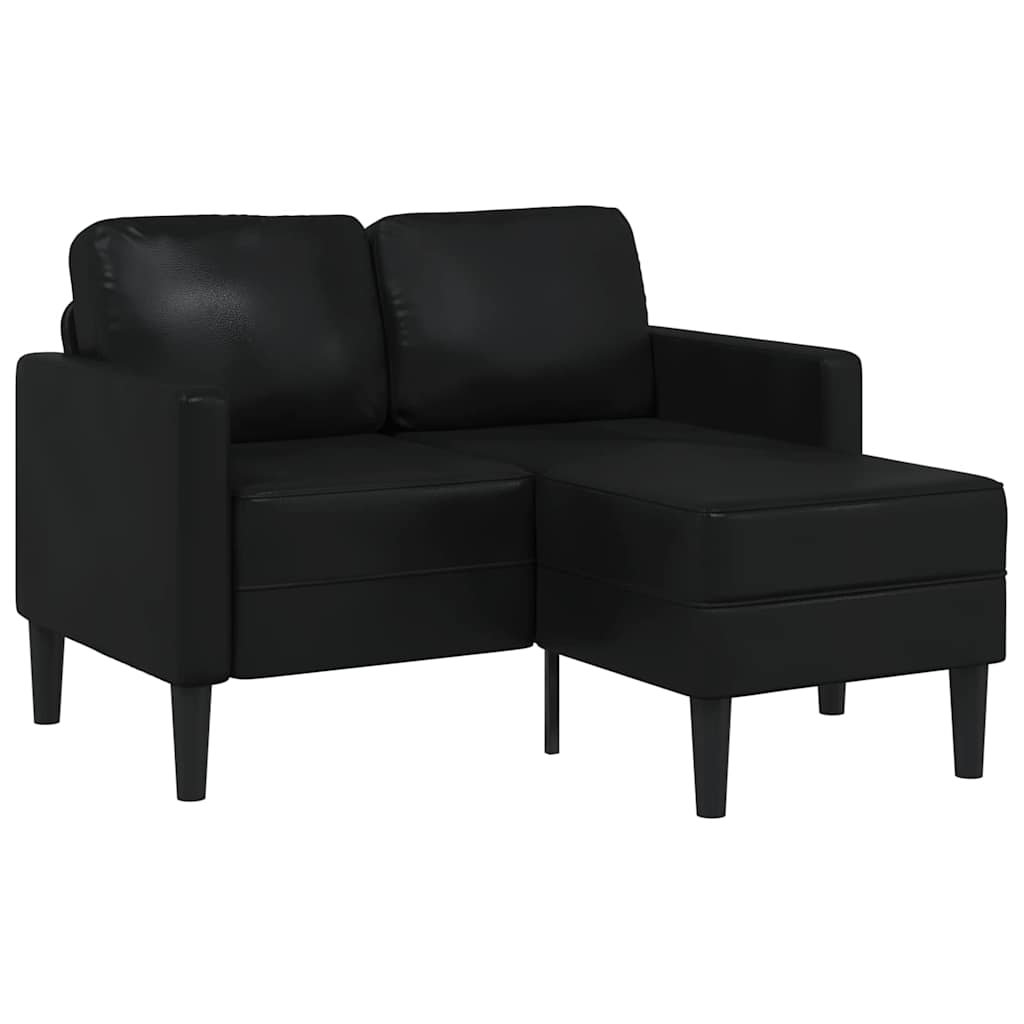vidaXL Sofá de 2 plazas con chaise longue en forma de L, color negro, 125 cm, piel sintética