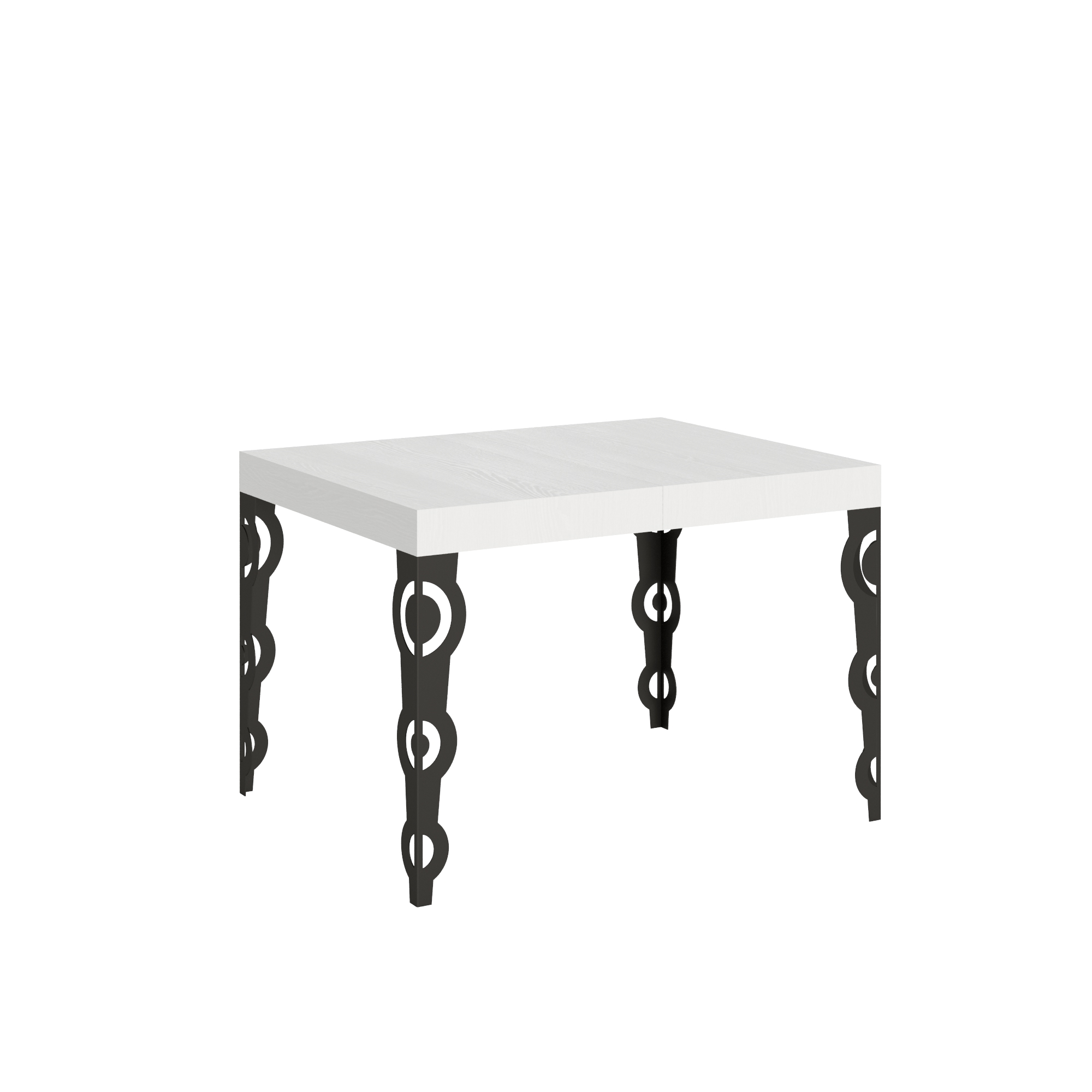 Mesa extensible 70x110/194 cm Karamay Blanco Fresno Estructura Antracita - Itamoby
