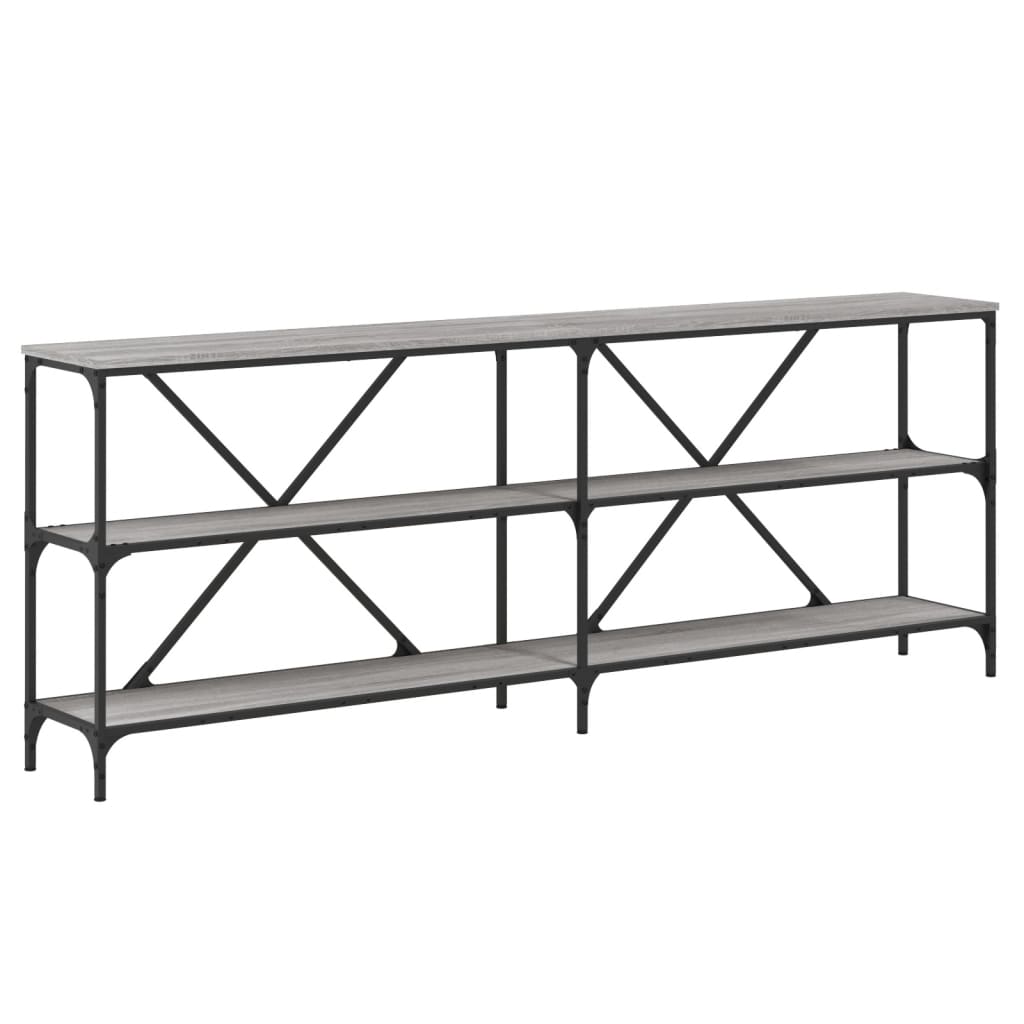 Vidaxl Mesa Consola Hierro y Madera Ingeniería Gris Sonoma 200x30x75cm