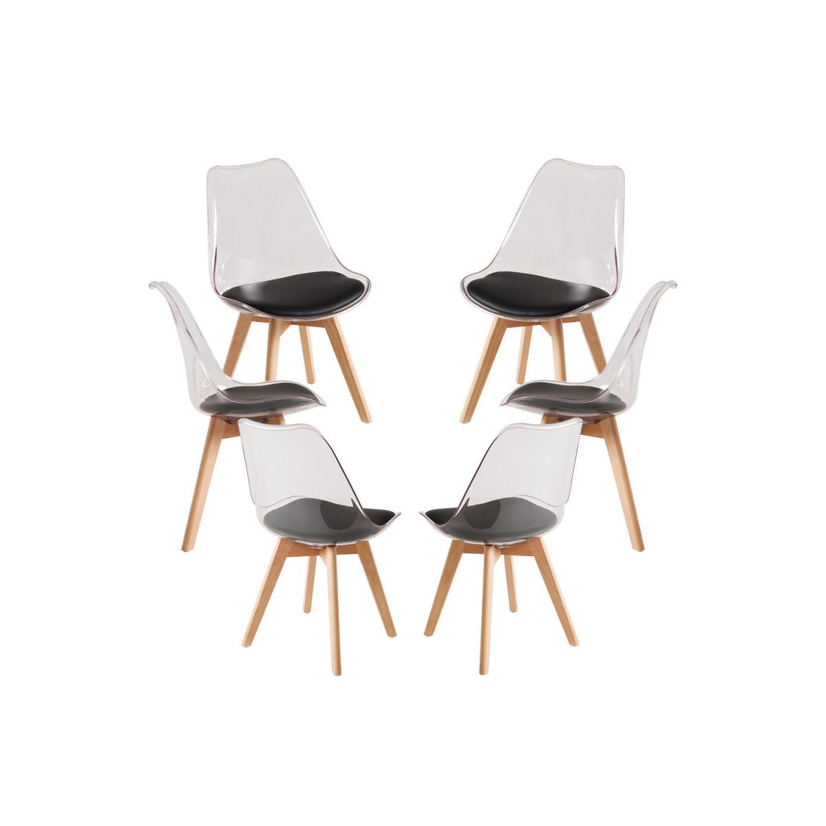 Regalos Miguel - Packs Sillas Comedor - Pack 6 Sillas Synk Transparente Asiento - Negro