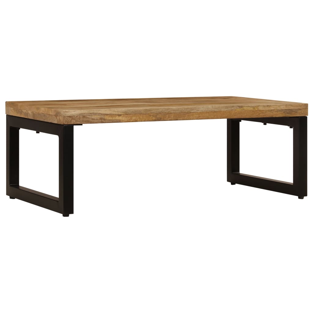 Vidaxl - Mesa de Centro y Acero 100x50x35 Cm - Madera Maciza de Mango (patas Negras)