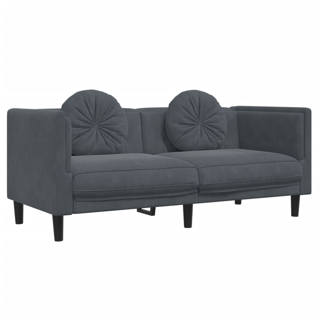 vidaXL Sofá con cojines 2 plazas terciopelo gris oscuro