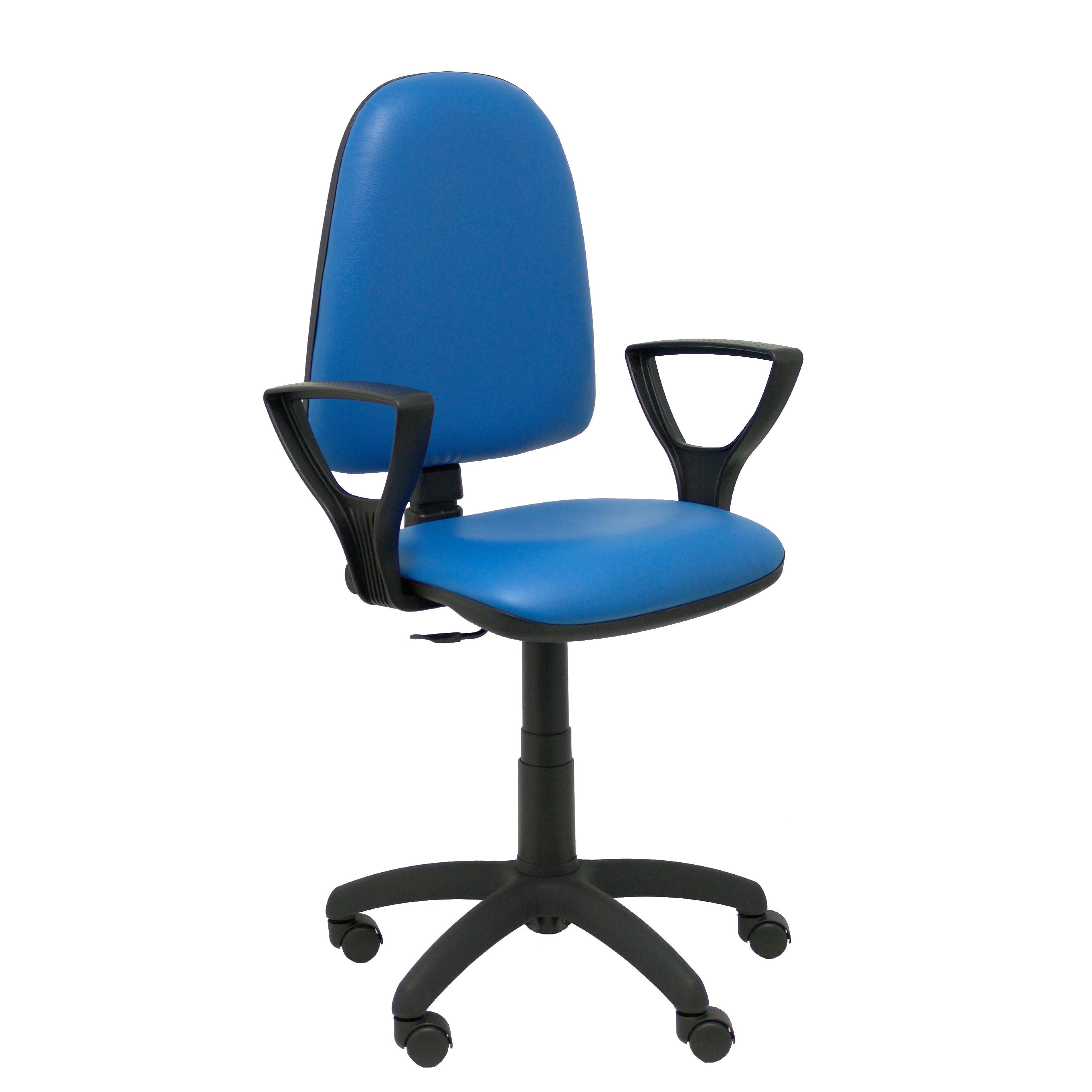 Silla de Oficina Ergonómica Piqueras Y Crespo con Brazos y Tapizado en Similpiel Azul