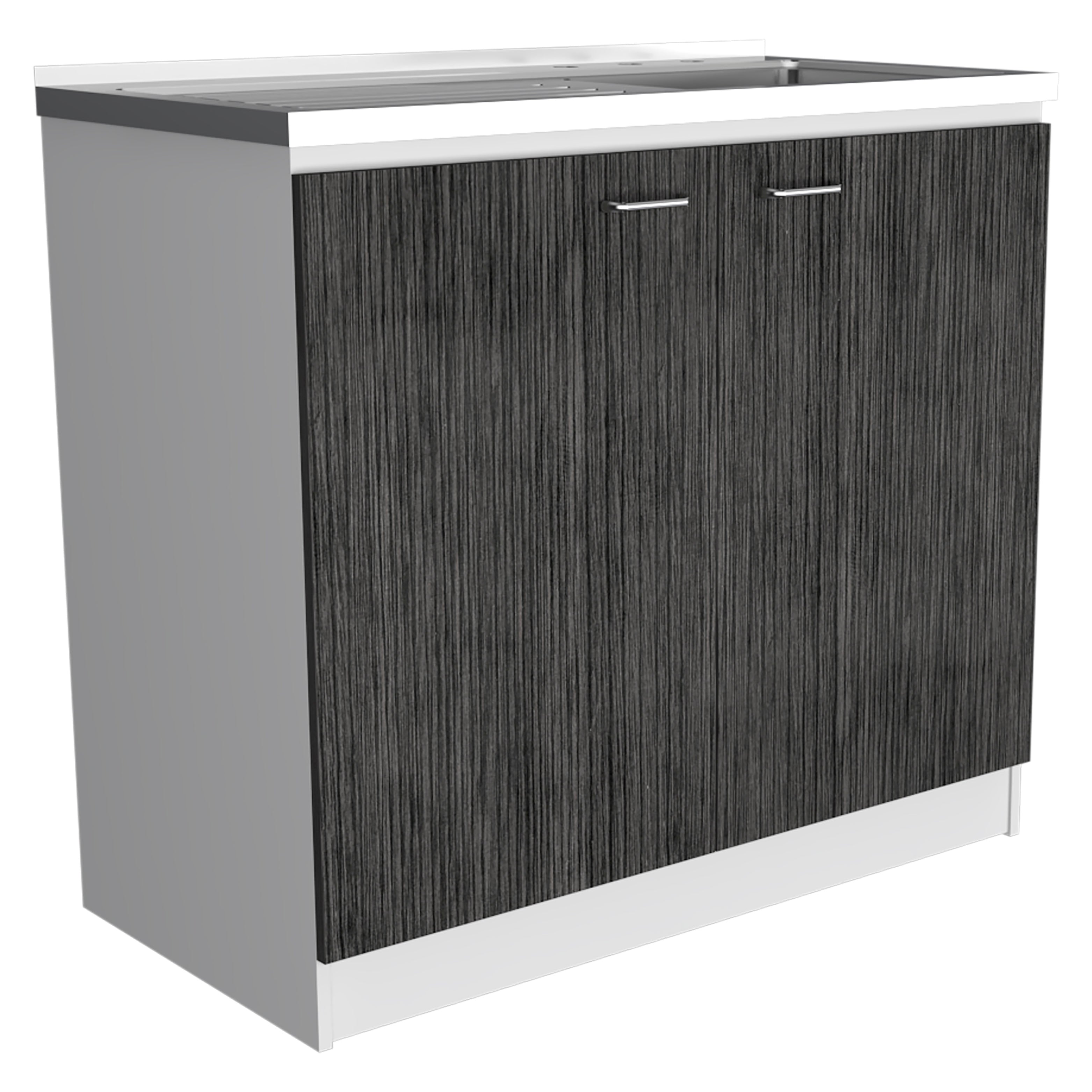 Mueble lavavajillas Napoles en melamina con 2 puertas , 2 estantes y encimera de acero inoxidable , multicolor , 90 cm  X 100 cm  X 52 cm