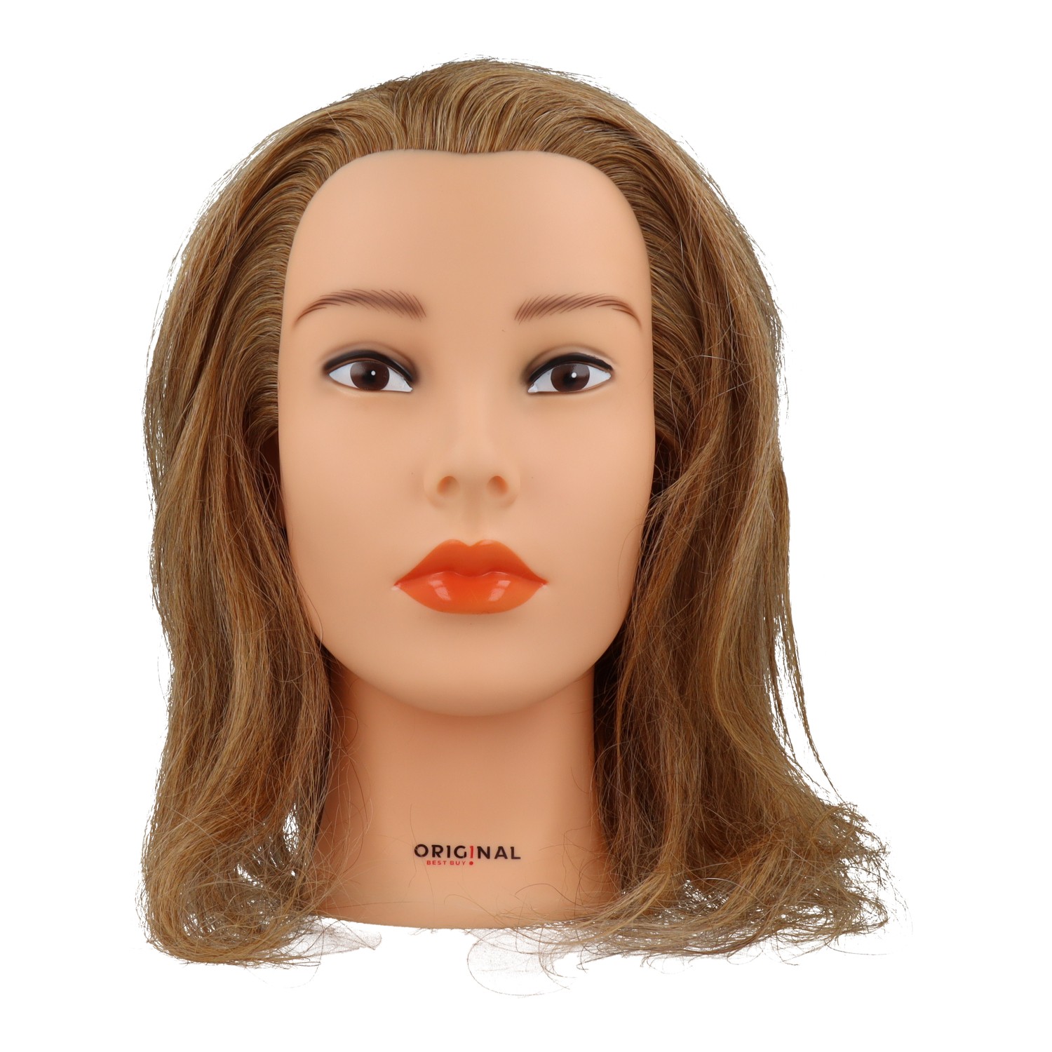 Sinelco cabeza de maniquí isaline 40cm (0030211) cabello humano, maniquí con cabello humano.