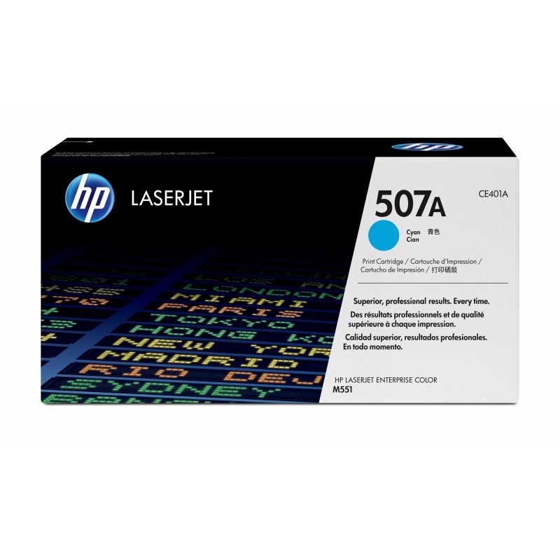 HP - Cartucho de tóner original LaserJet 507A cian CE401A