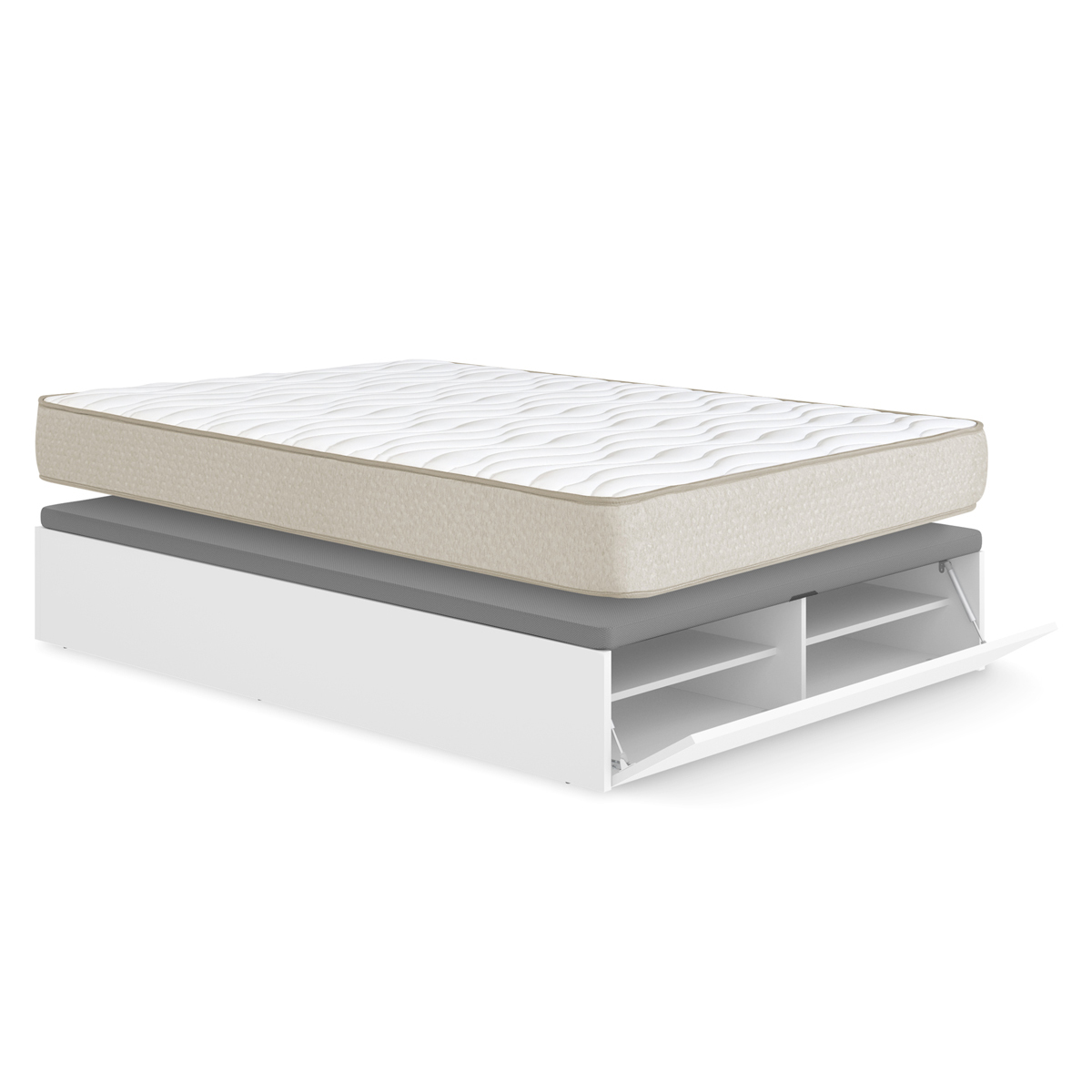 Pack ahorro matrimonio Canapé con zapatero Lan y Colchón viscoelástico Nova Plus 150 x 190 cm| Montaje Incluido (Solo canapé)