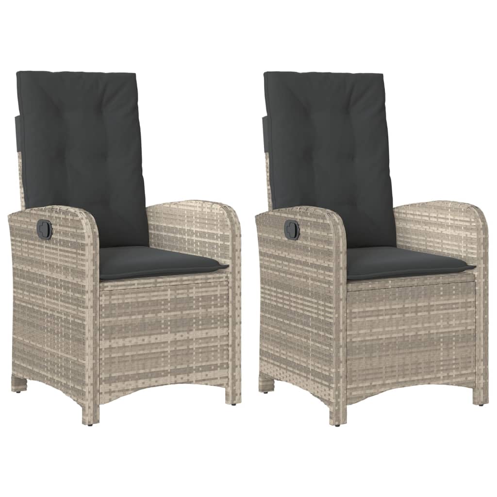 vidaXL Sillones reclinable jardín cojines 2 uds ratán sintético
