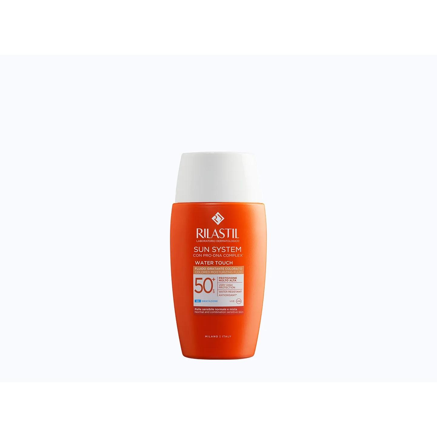 Rilastil Sun System Water Touch Color SPF50+ (50 ml) - Fotoprotector Facial con Color de Base Acuosa - Acabado Mate y Efecto "Soft Focus" - No Pica en los Ojos