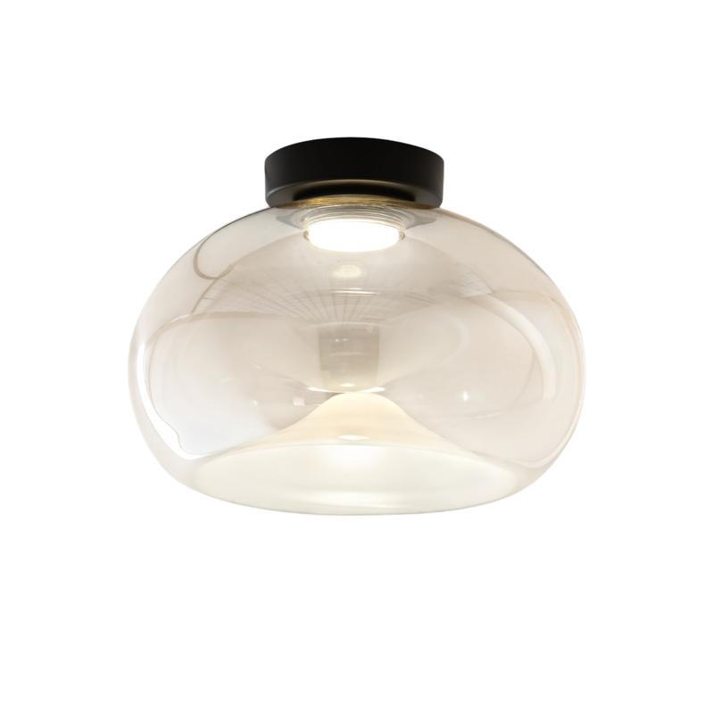Brena - Lámpara de techo redonda con LED integrado Fabas Luce - Aplique de pared LED regulable de 19 W - Cóncavo color coñac