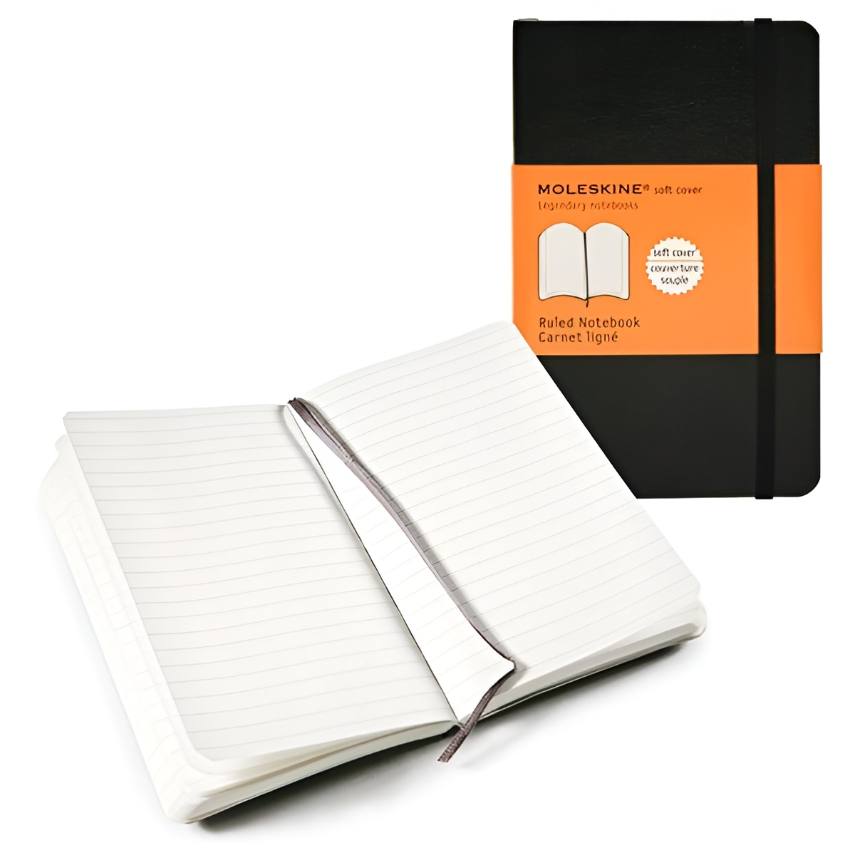 Cuaderno notebook bolsillo de rayas tapa blanda negro moleskine