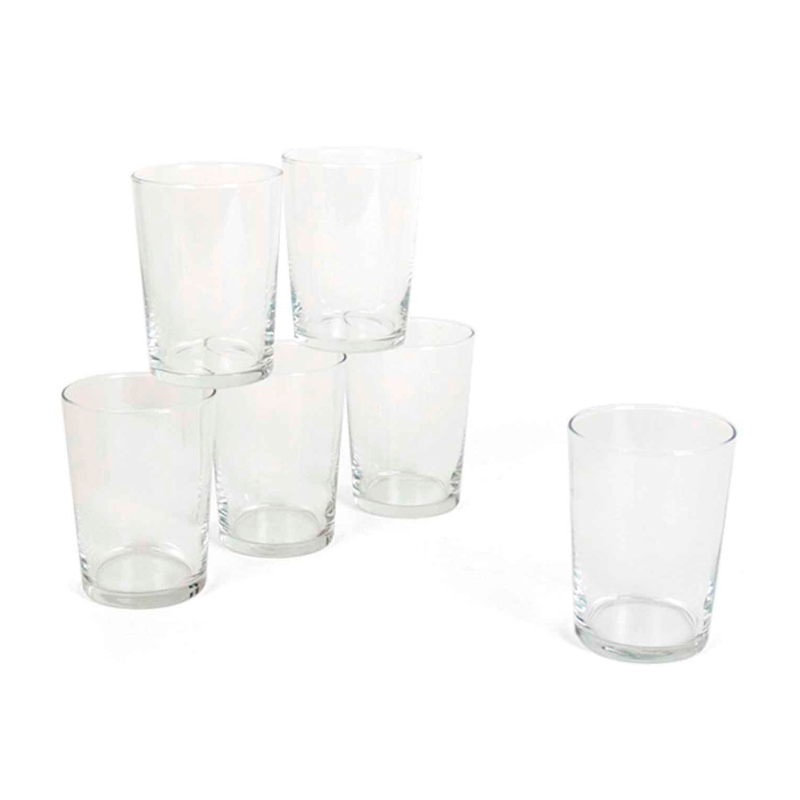 Tradineur - Set de 6 vasos de cristal Adora, base gruesa, resistentes,  aptos para lavavajillas, servir agua, whisky, 8,7 x 7,1