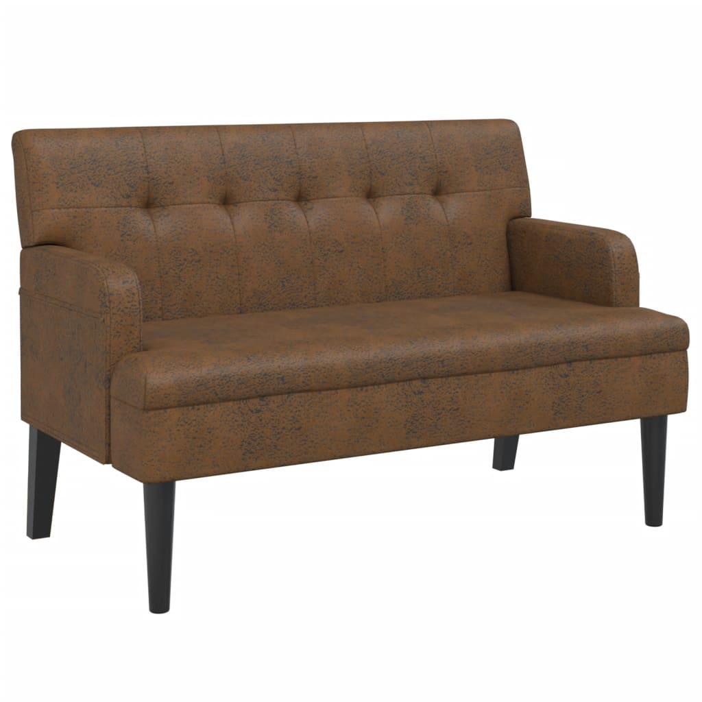vidaXL Banco con respaldo cuero sintético 112x65,5x75 cm en color Marrón/Marrón claro/Blanco y más