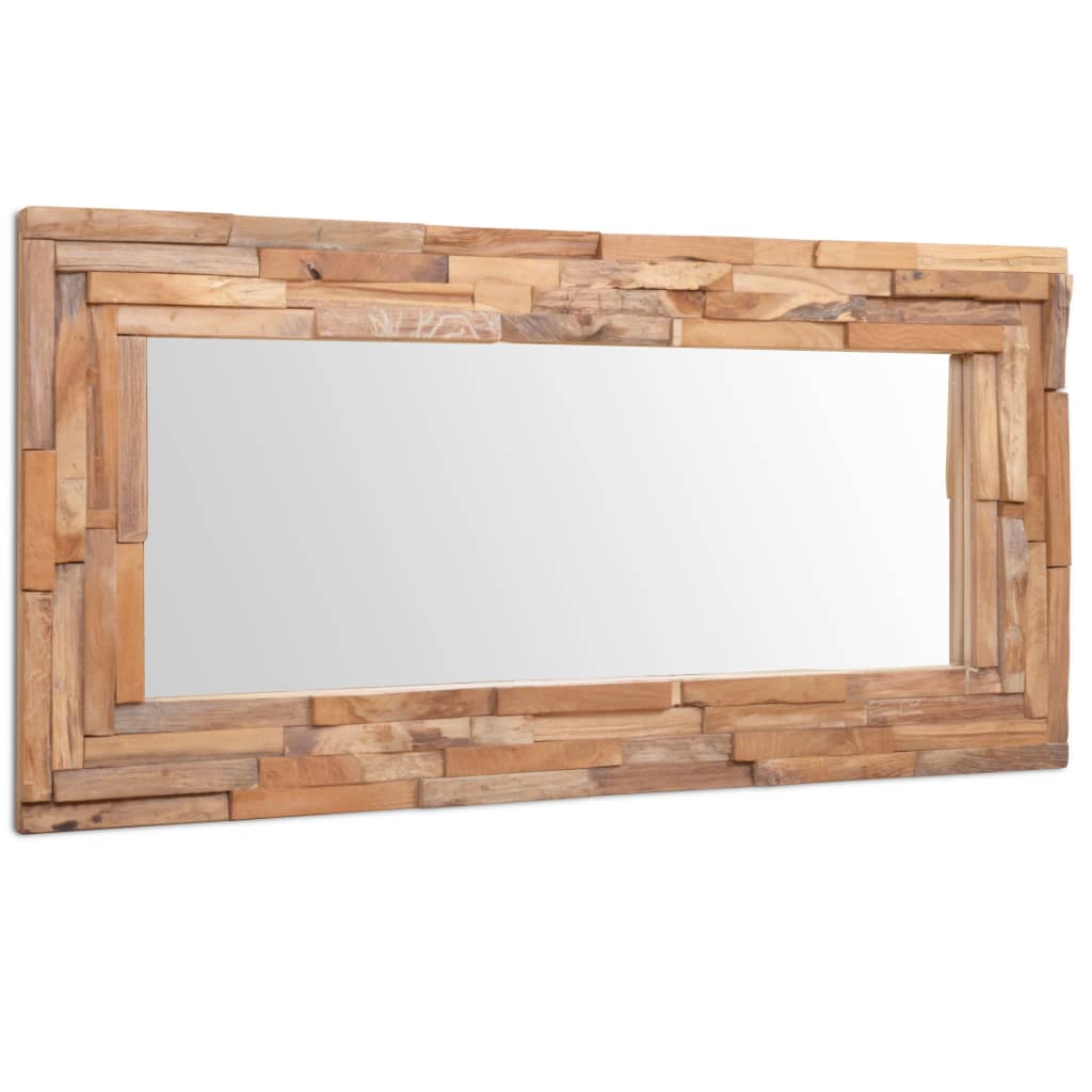 vidaXL Teca Espejo Decorativo Madera Decoración Pared Entrada Dimensiones 60 x 60 cm, 90 x 60 cm, 120 x 60 cm