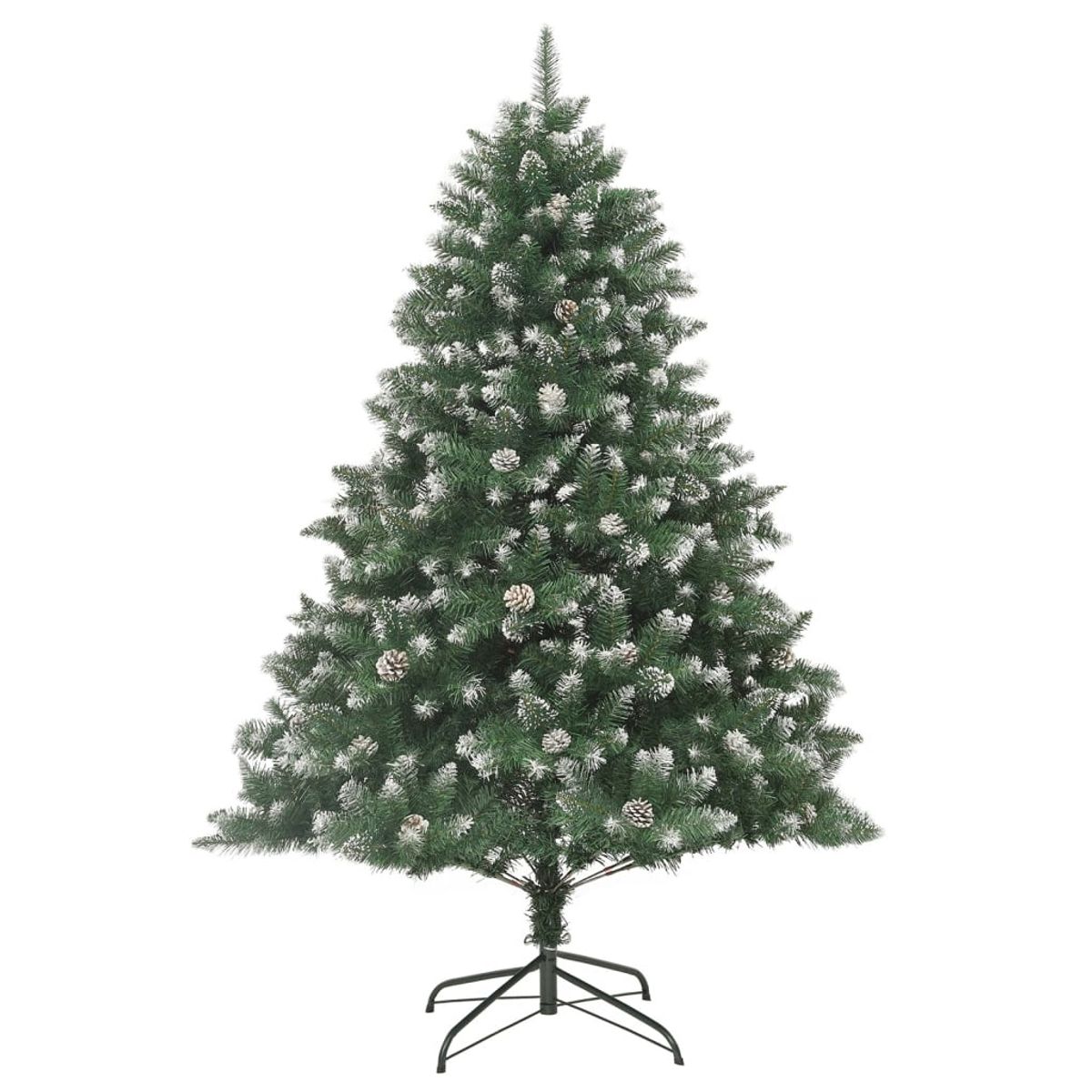 Árbol de Navidad nevado con piñas verde
