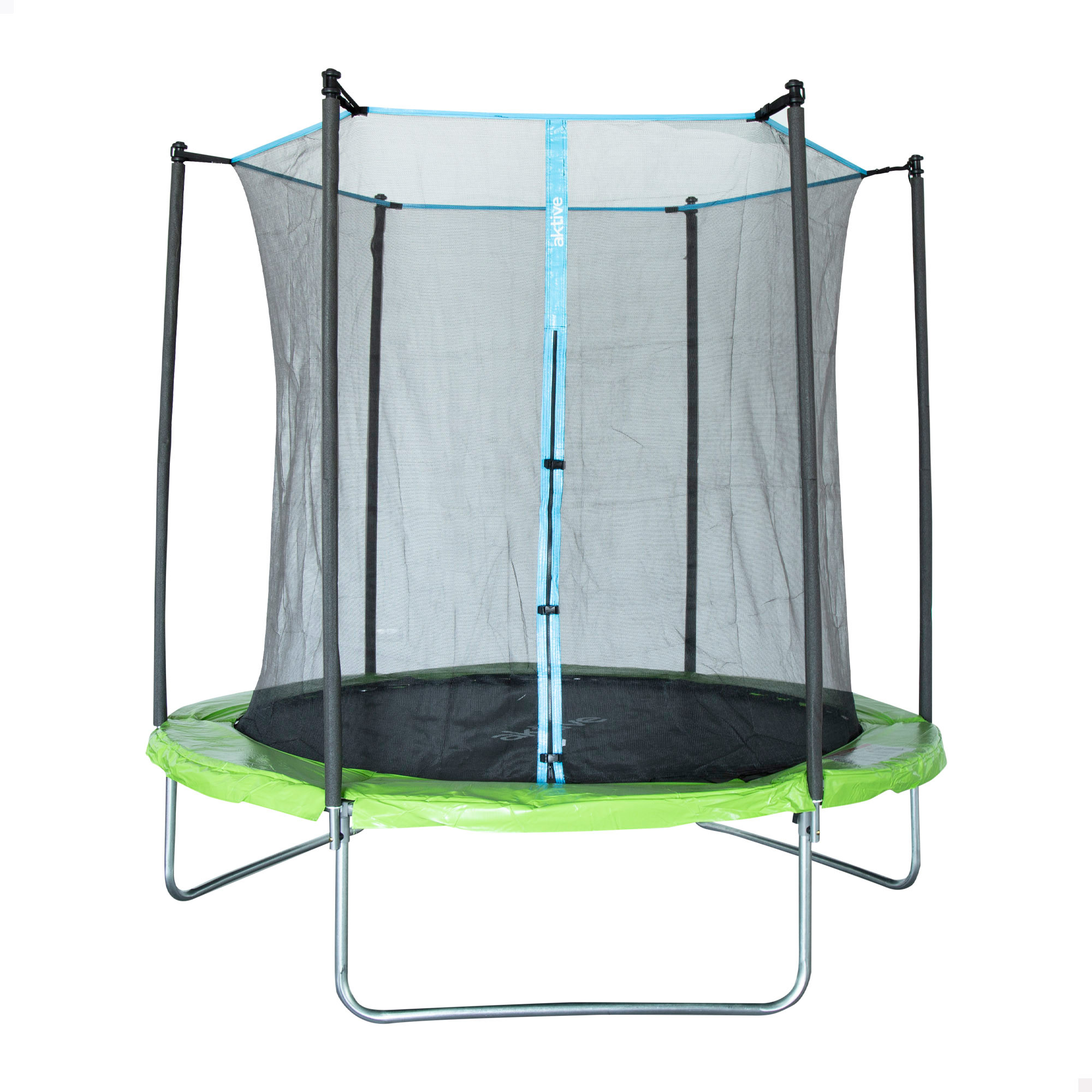 Aktive - Cama elástica infantil, trampolín infantil, Ø244x239 cm, zona de salto Ø201 cm, peso soportado 50 kg, red con cremallera y hebillas, borde acolchado, estructura acero, camas elásticas infantiles, a partir de 6 años