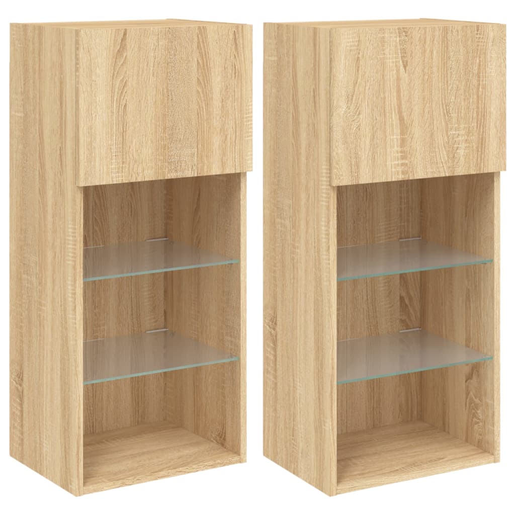Vidaxl Muebles para TV con Luces LED 2 Uds 40,5x30x90 Cm