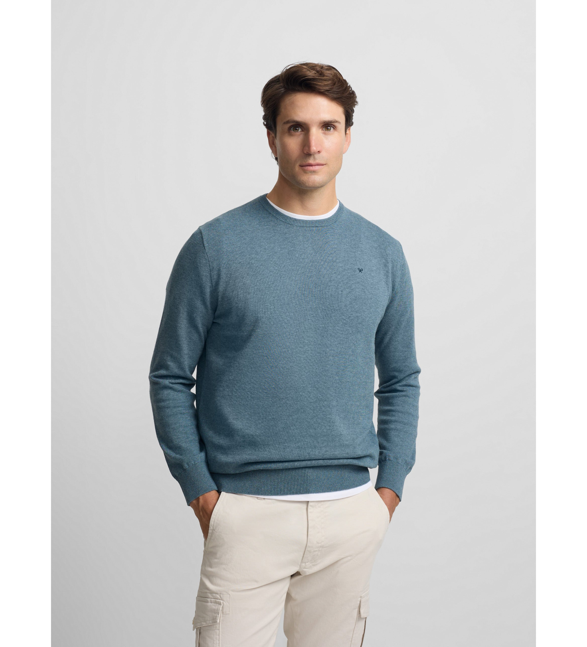 Silbon | Hombre | Jersey liso cuello caja azul
