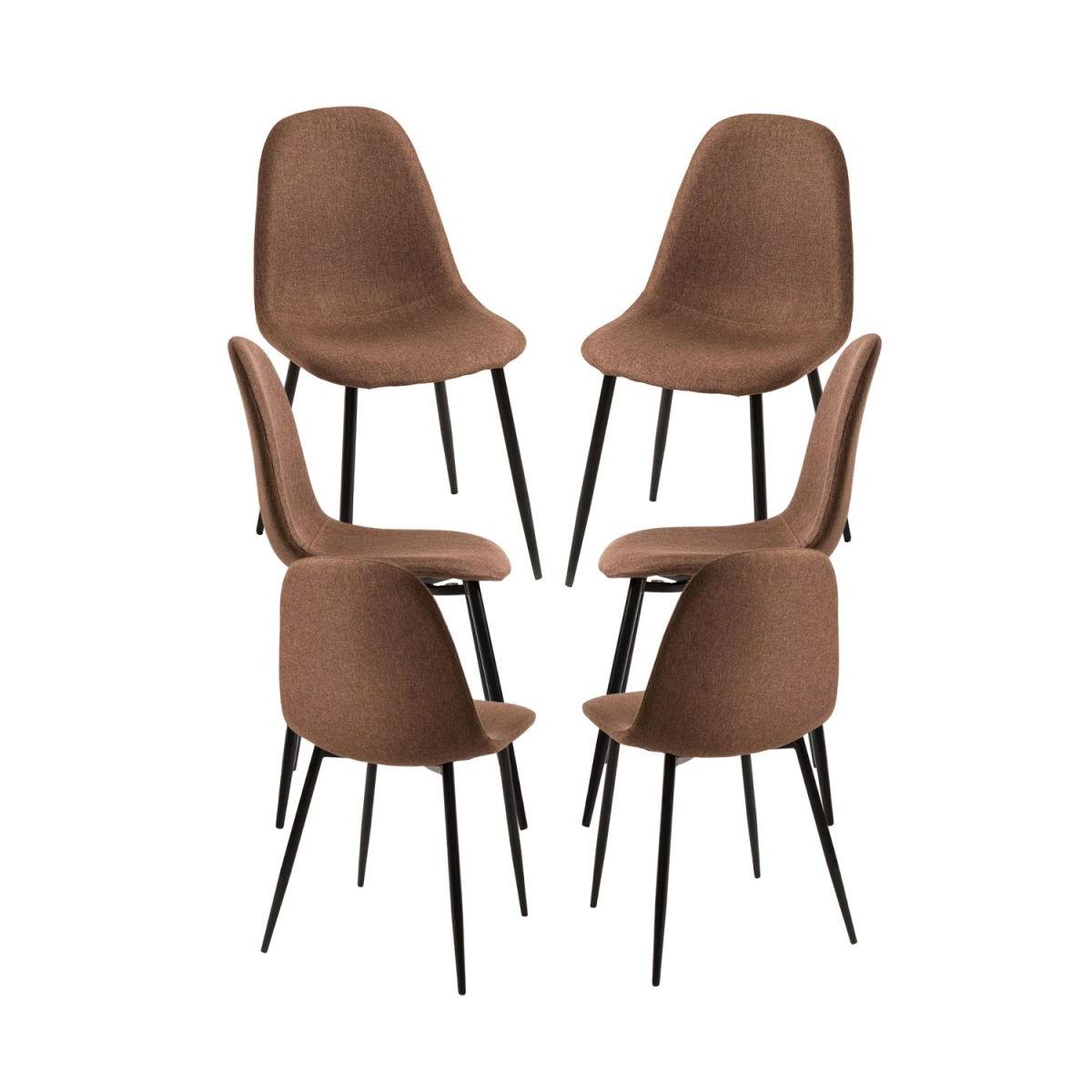Regalos Miguel - Packs Sillas Comedor - Pack 6 Sillas Black Teok Tela - Marrón
