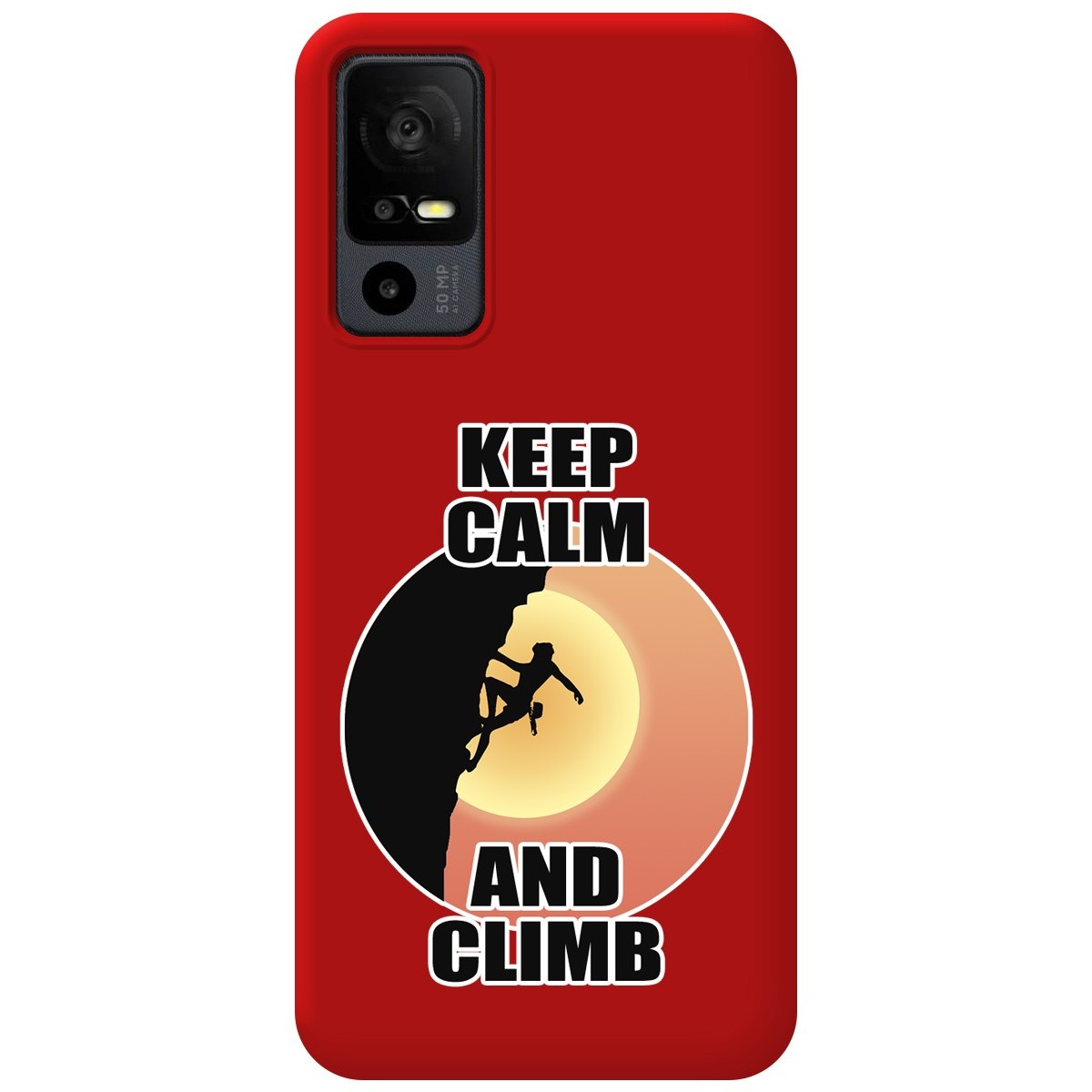 Funda Silicona Líquida Roja para TCL 40 R 5G diseño Mujer Escalada Dibujos