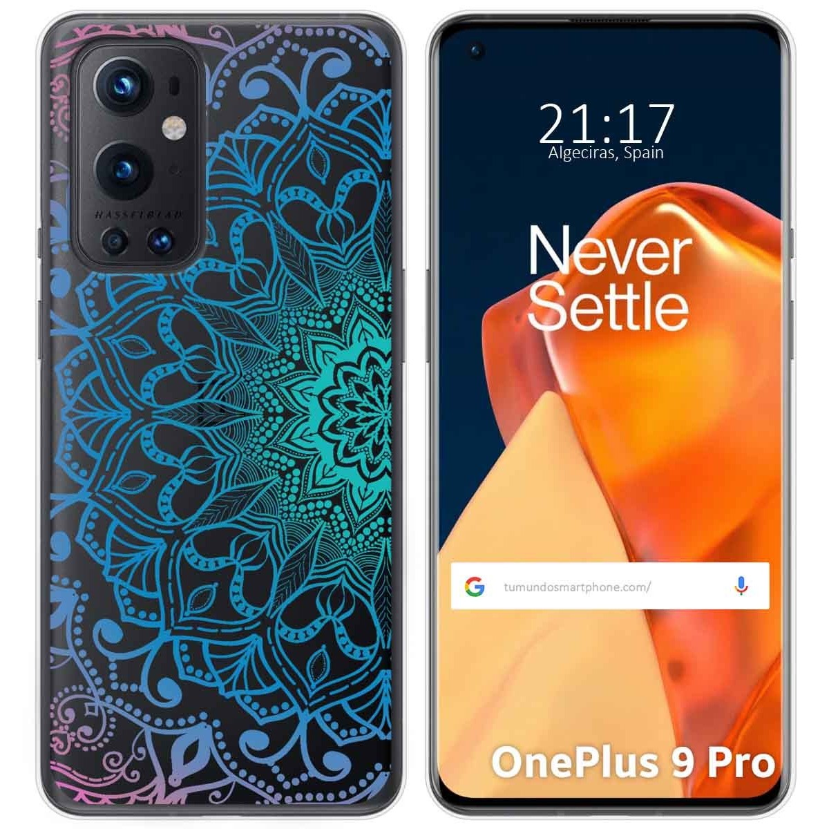 Tumundosmartphone Funda Gel Transparente para OnePlus 9 Pro 5G diseño Mandala Dibujos