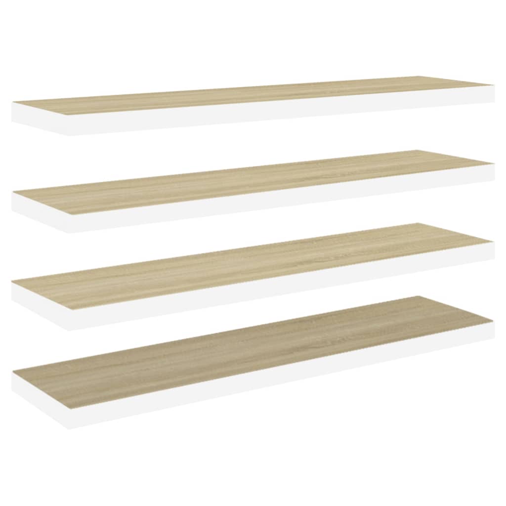 vidaXL Estantes flotantes pared 4 MDF 120x23,5x3,8 cm Blanco brillante, negro brillante, gris brillante Mueble Almacenaje Estantería para Oficina, Estudio, Dormitorio Estantería/Librería/ mueble de Almacenamiento