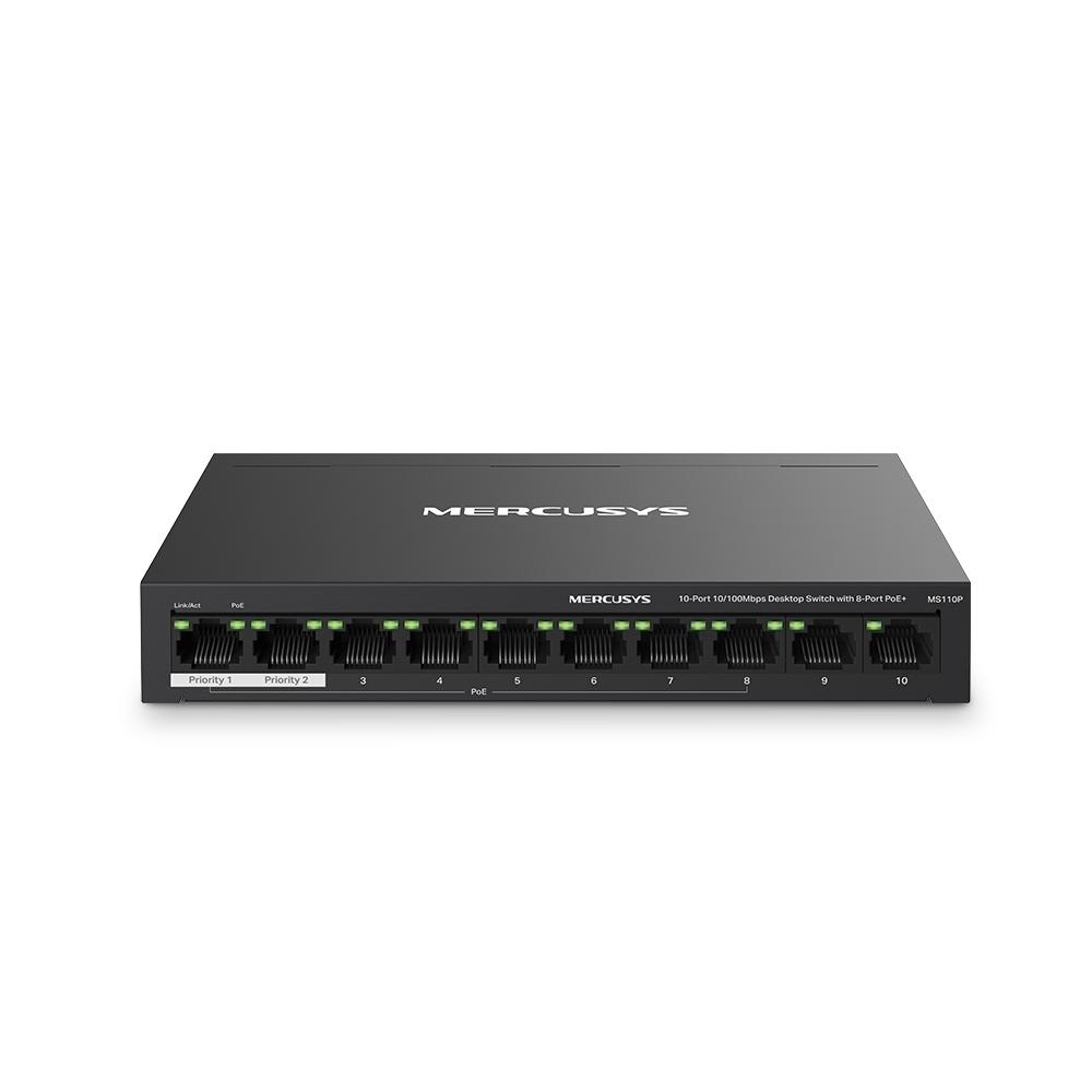 Mercusys ms110p switch managed fast ethernet (10/100) power over ethernet (poe) black
